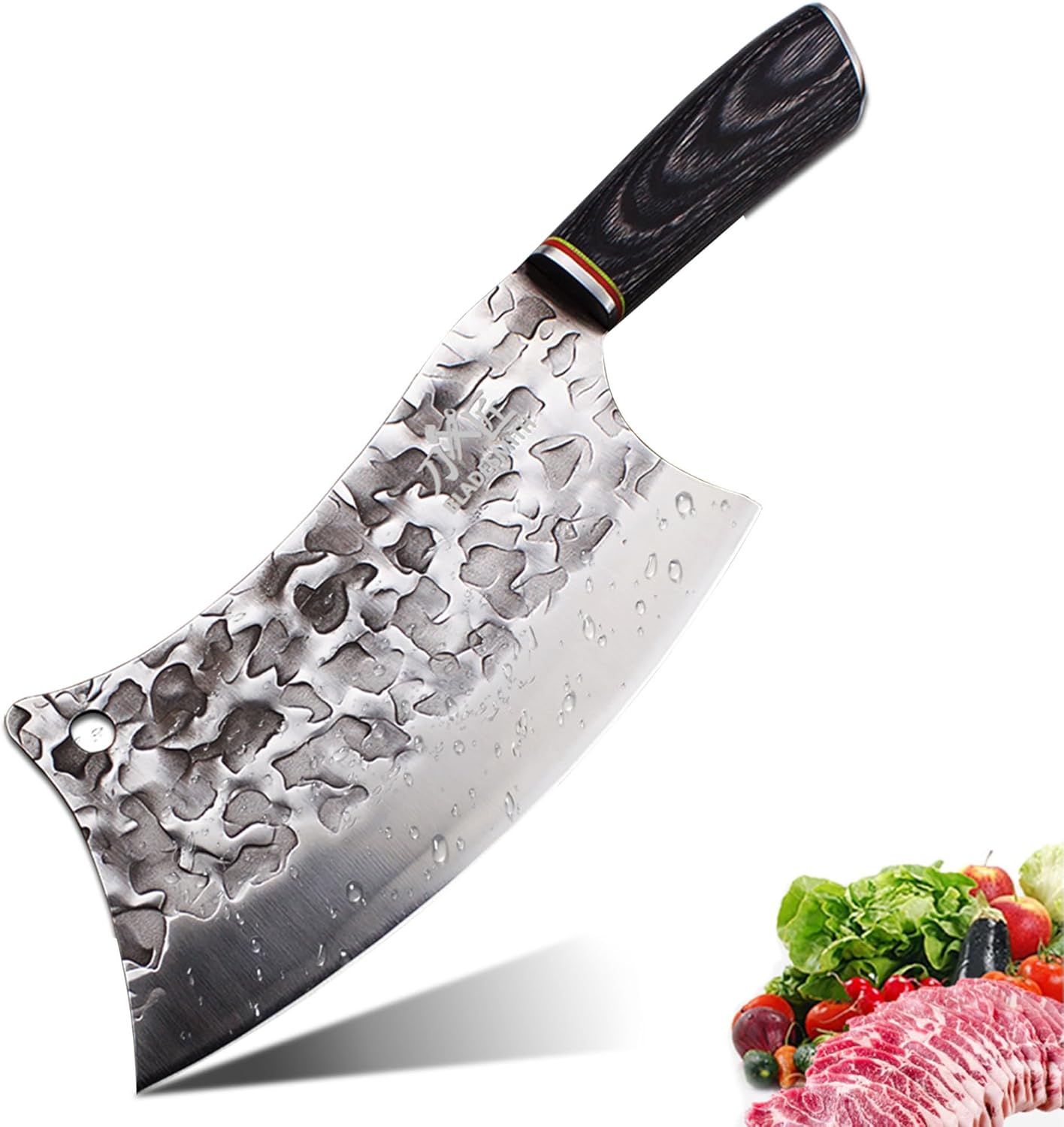 BLADESMITH Butcher Knife 8 in Curved High Carbon Steel Design