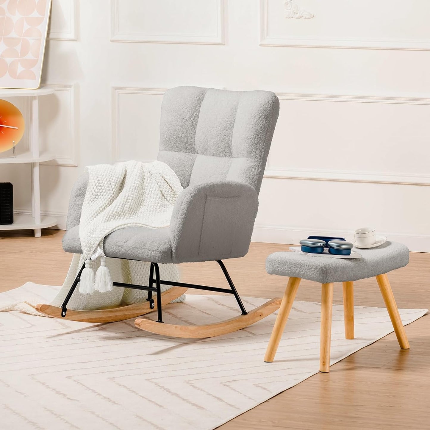 Comfort in Motion: Gray Rocking Chair Set