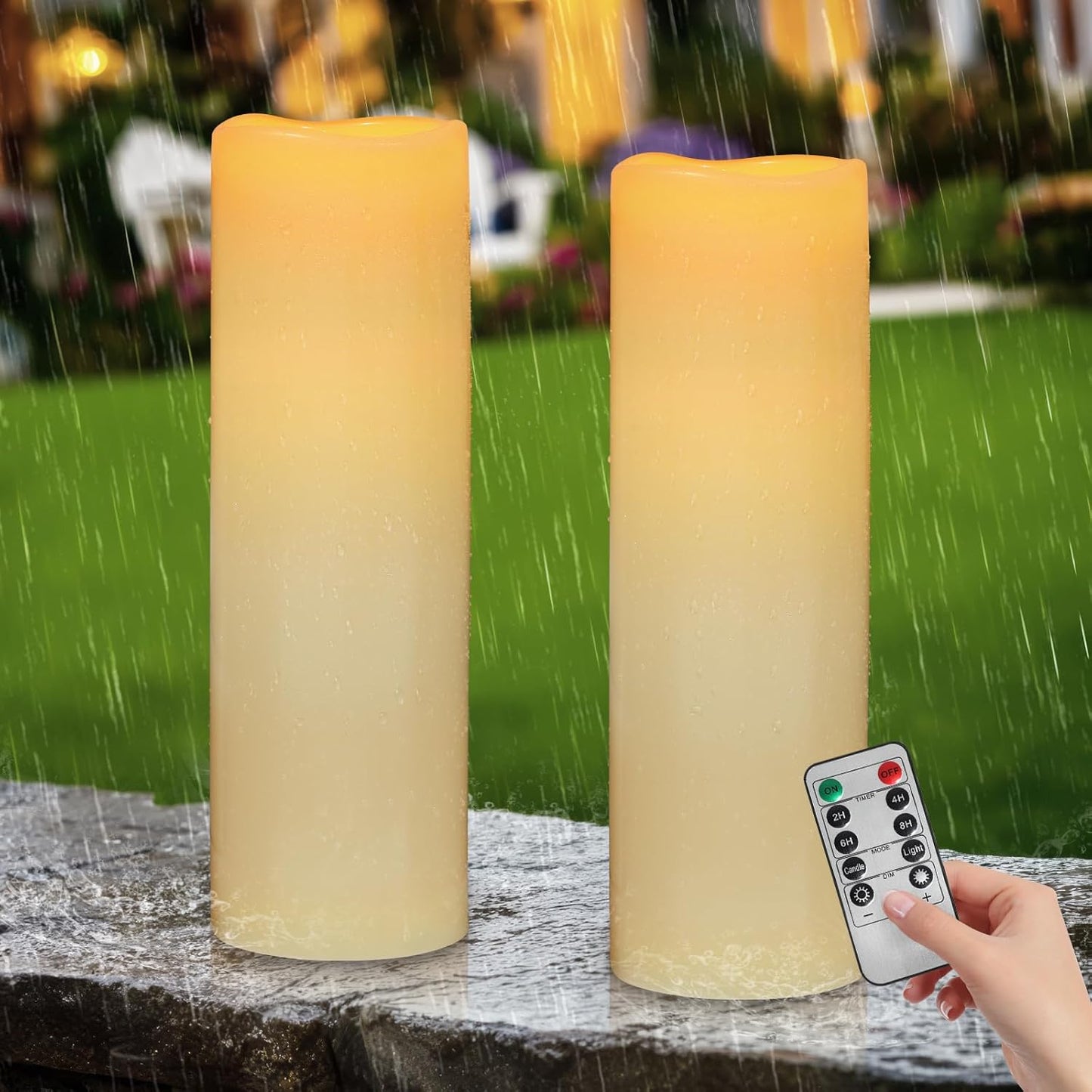 Large Outdoor Waterproof Candles with Remote Control for Ambiance