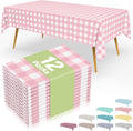 Gingham Disposable Table Cloth 54 x 108 in - Pack of 12, Waterproof