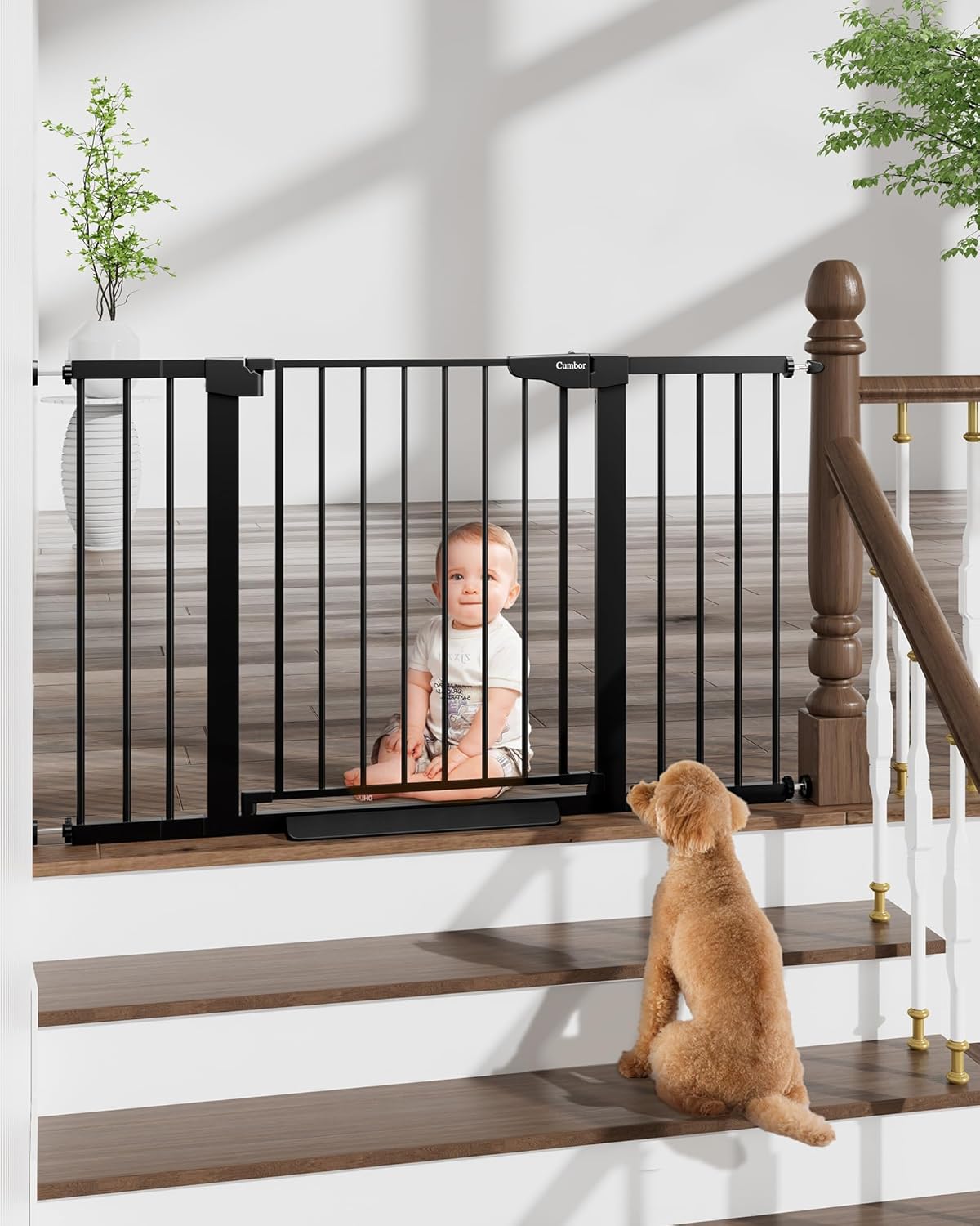 Cumbor Extra Wide Baby Gate for Stairs and Doorways Safety