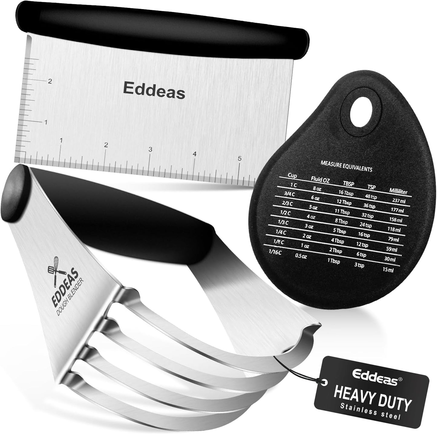 Eddeas Stainless Steel Dough Scraper Set - Versatile & Durable