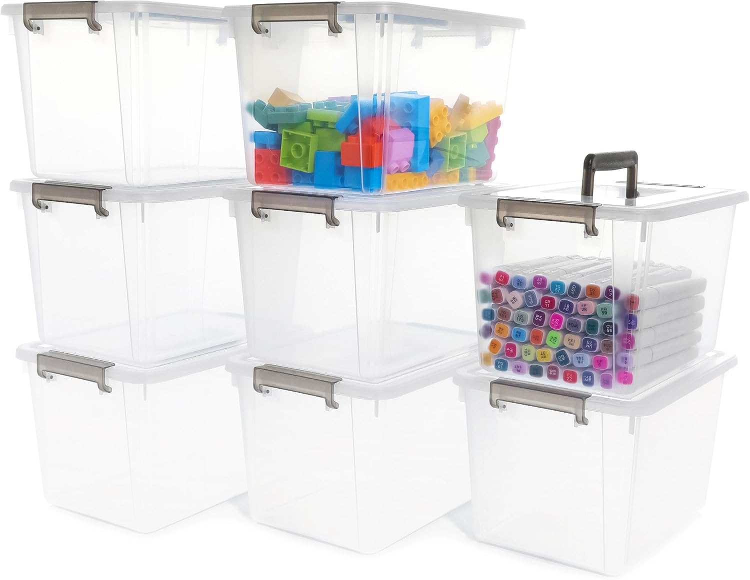 Citylife 8 Packs 6 QT Plastic Storage Bins for Home Organization