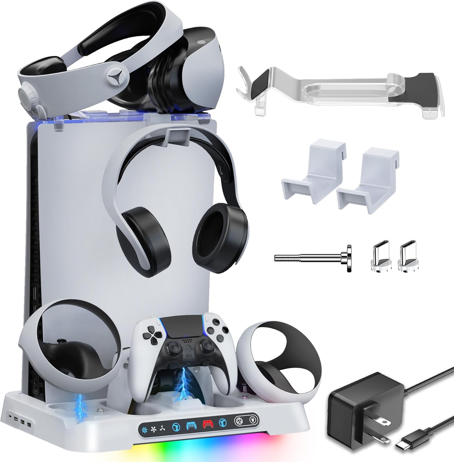 PS5 Cooling Station with Charger and 3-Level Fan for PSVR 2