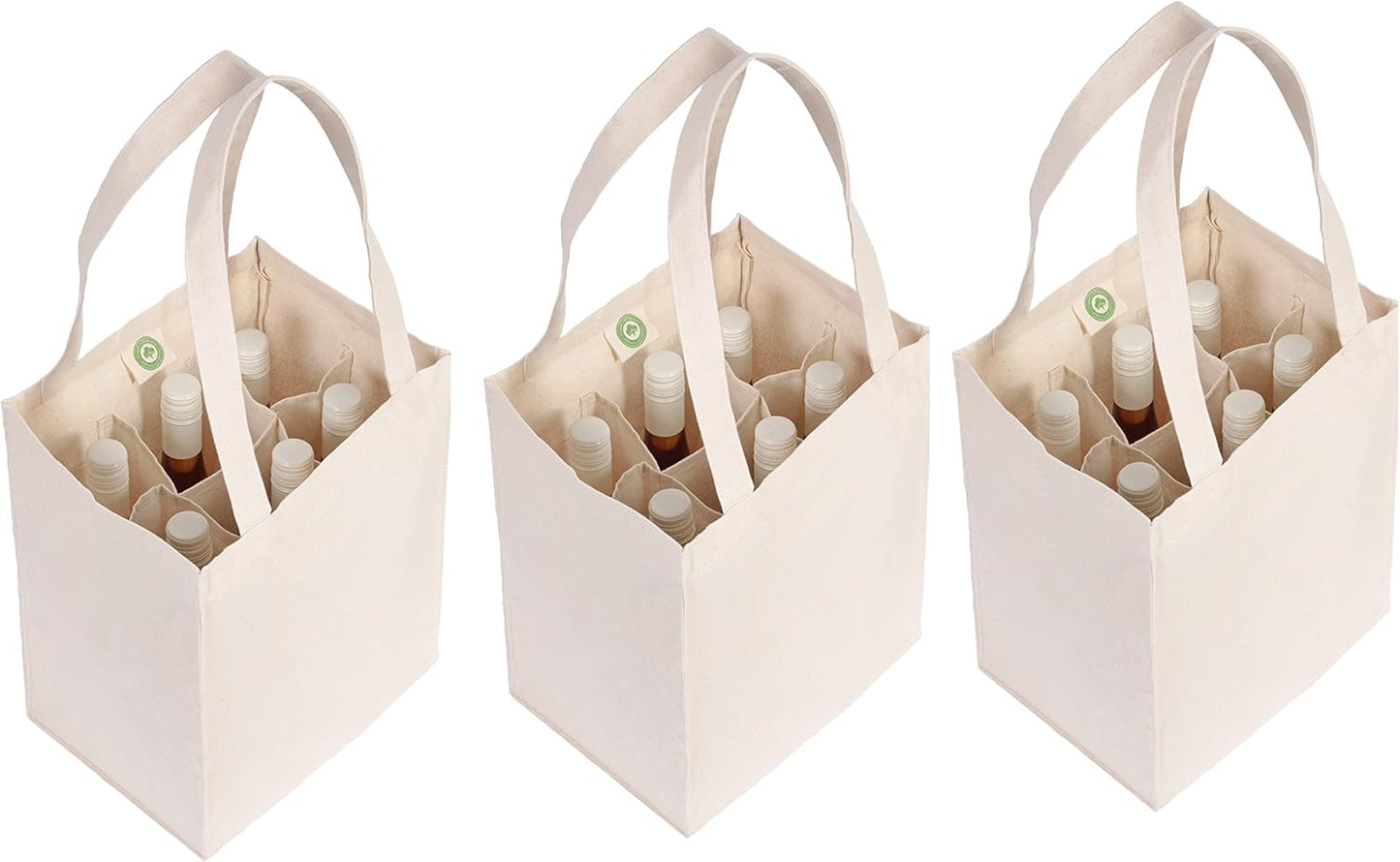 Wine Carrier Canvas Tote Bags for 6 Bottles - Eco-Friendly Design