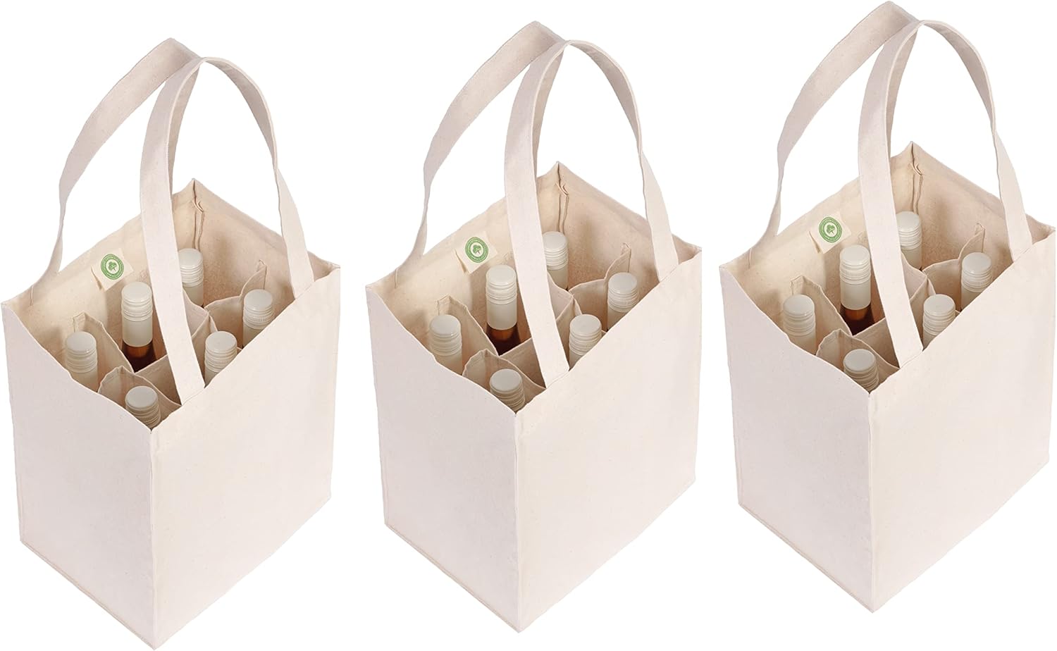 Wine Carrier Canvas Tote Bags for 6 Bottles - Eco-Friendly Design