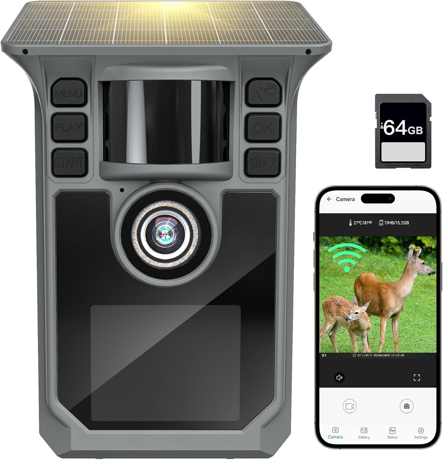 64MP 4K Solar Trail Camera: Forever Power, WiFi, Night Vision