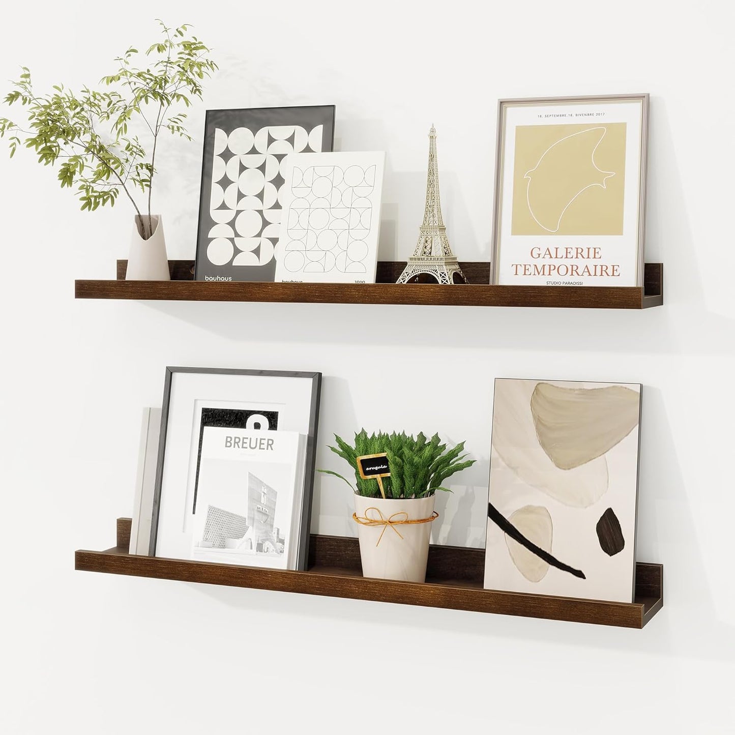 Picture Ledge Shelf Set of 2, Solid Pine Wood 24 in for Kids