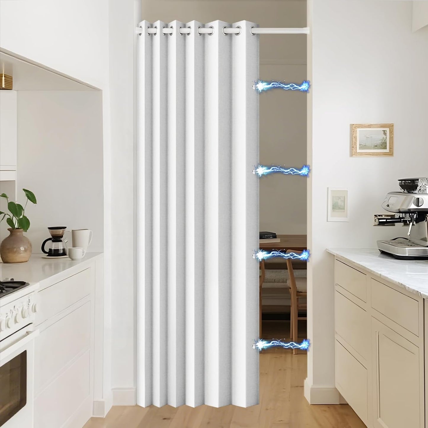 100% Blackout Folding Door Curtain with Magnetic Closure