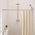Corner Shower Curtain Rod Brushed Nickel Adjustable L-Shaped - No Sag