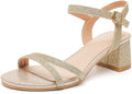 Women Open Toe Ankle Strap Low Block Chunky Heels - Elegant Comfort