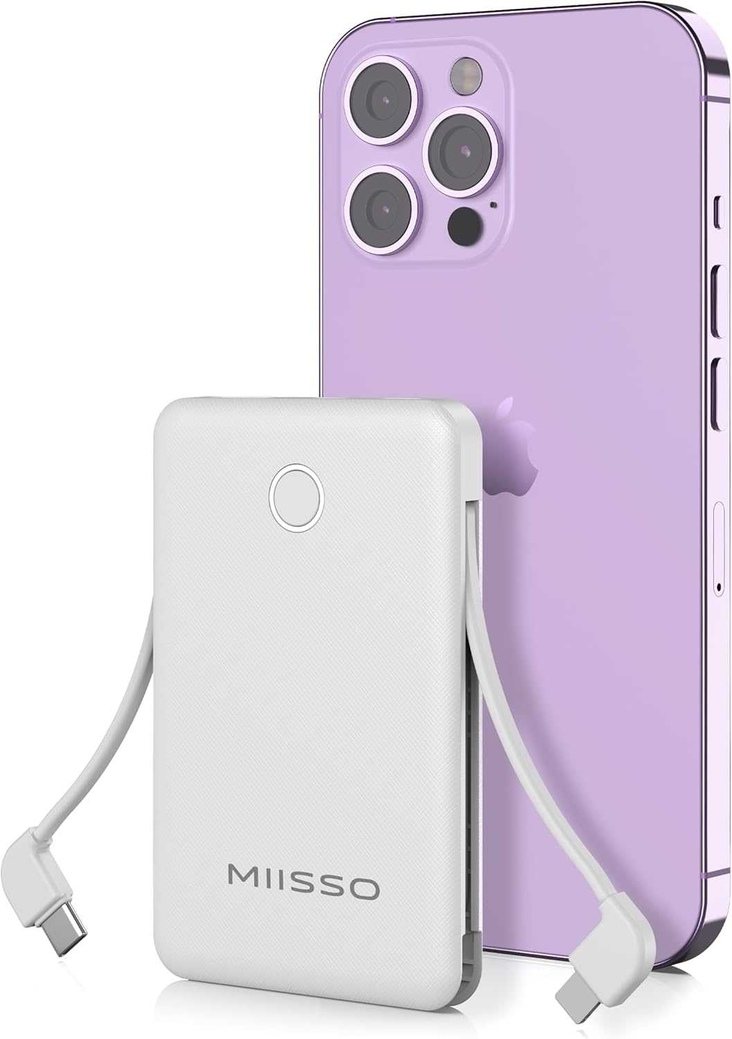 miisso 6000mAh Ultra Slim Power Bank with Built-in Cables - On-the-Go charging in Style!