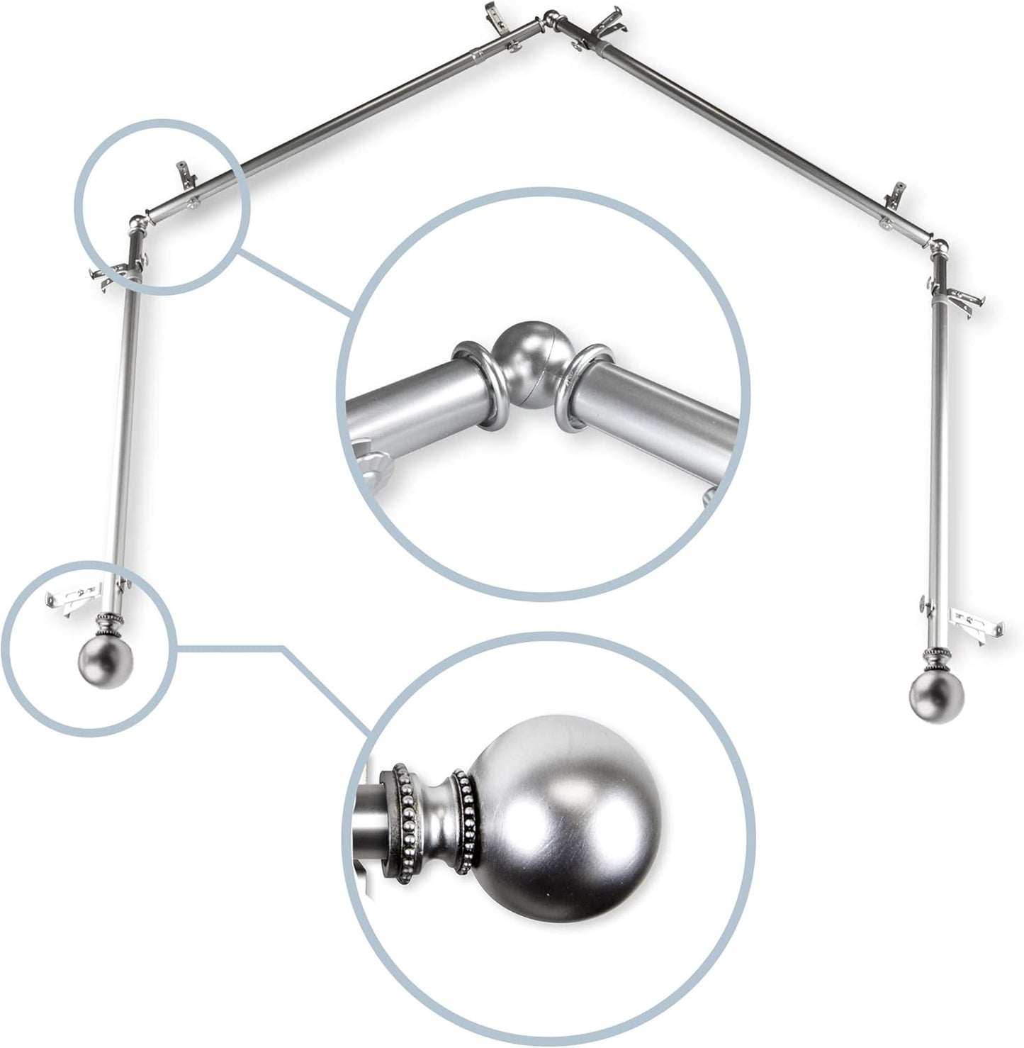 Rod Desyne Satin Nickel Bay Window Rod