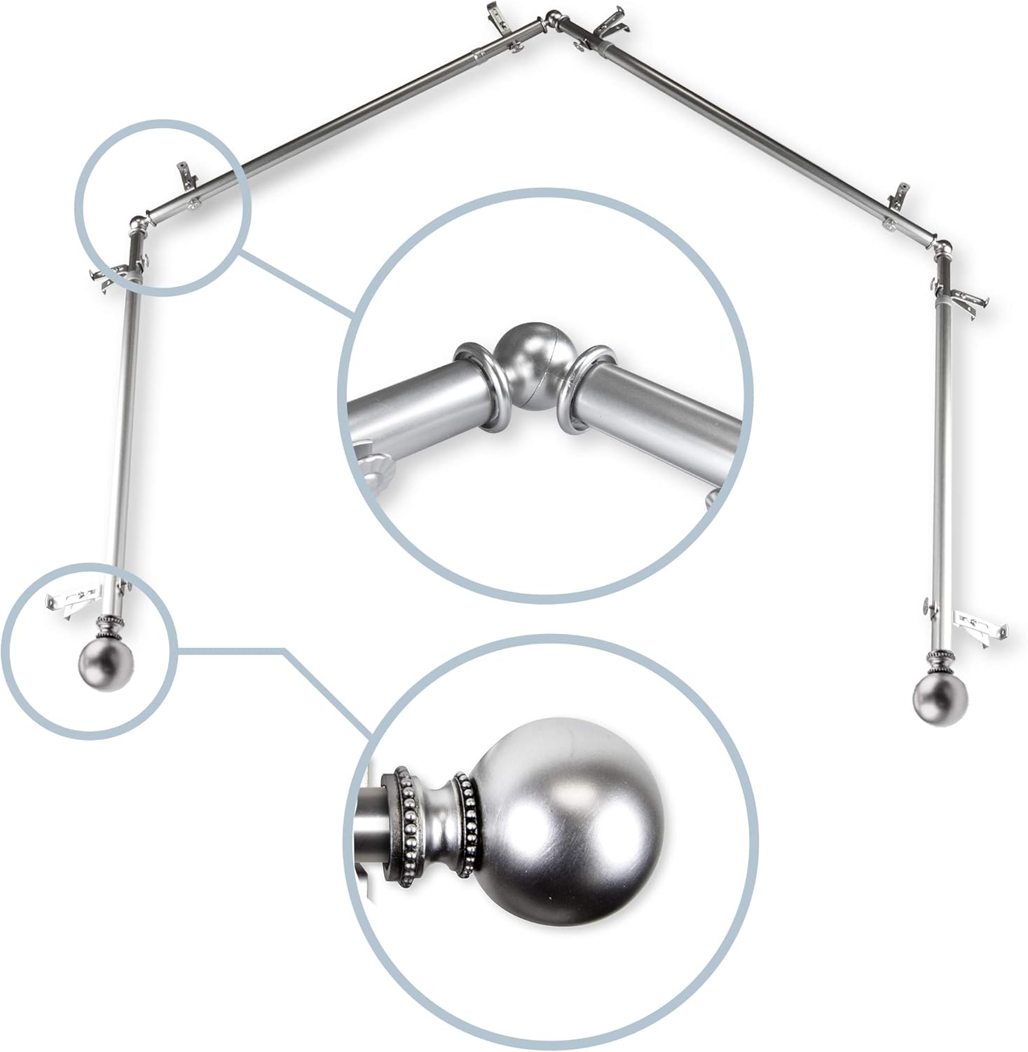 Rod Desyne Satin Nickel Bay Window Rod