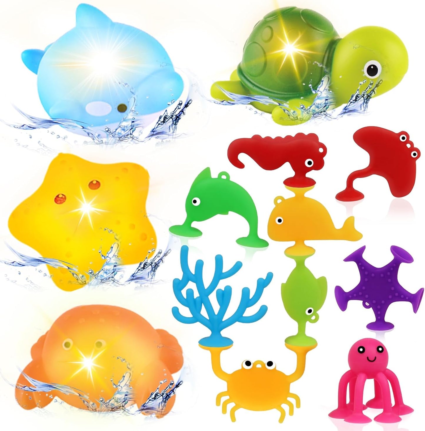 Light Up Ocean Bath Toys for Toddlers 1-3