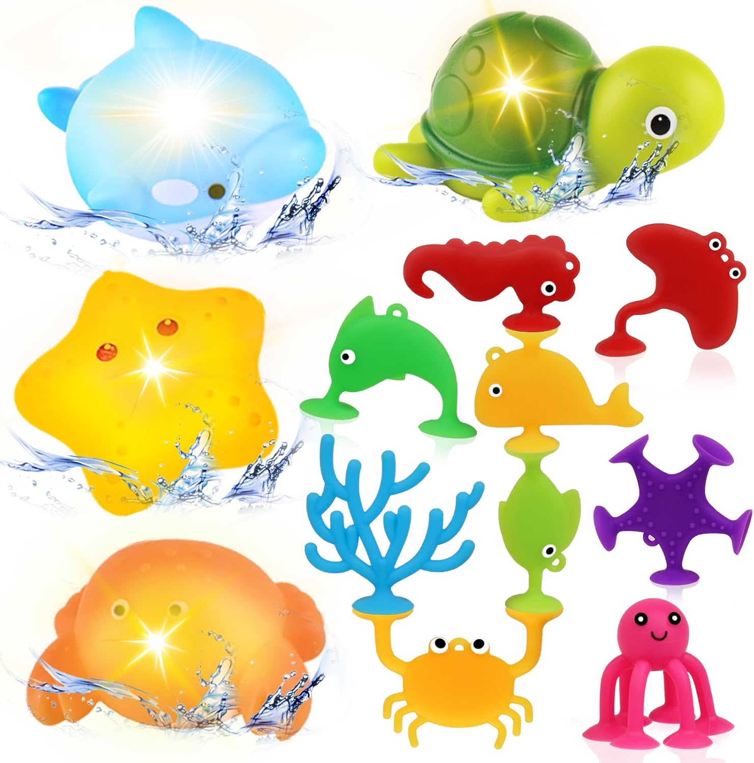 Light Up Ocean Bath Toys for Toddlers 1-3