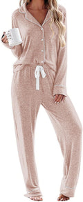 Ekouaer Women's Pajamas Long Sleeve PJs Set - Soft, Lightweight