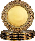 Set of 6 Antique Gold Charger Plates - Elegant Dining Essentials!