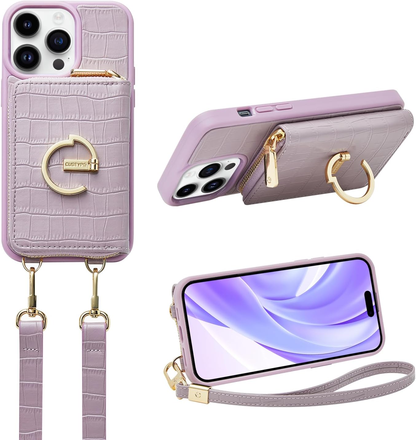 C CUSTYPE iPhone 15 Pro Case Wallet with Card Holder for Women