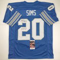 Autographed Billy Sims 80 ROY Detroit Blue Football Jersey
