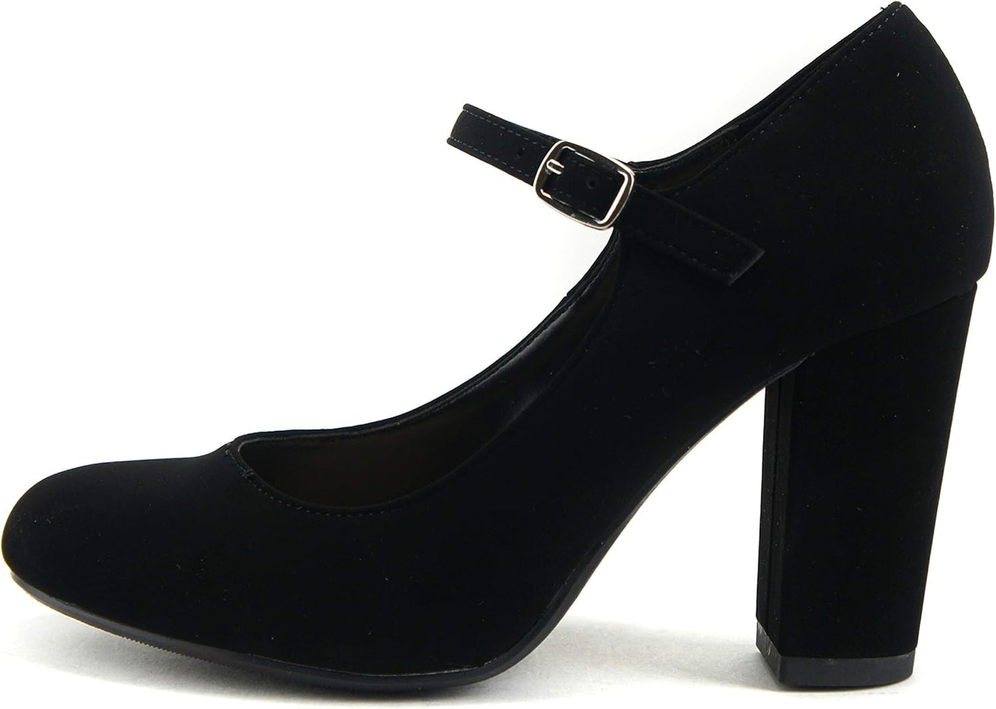 CITYCLASSIFIED Comfort Closed Toe Ankle Strap Block Heel Shoes