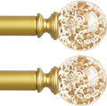 Gold Decorative Crystal Curtain Rods 2 Pack - Adjustable Heavy Duty