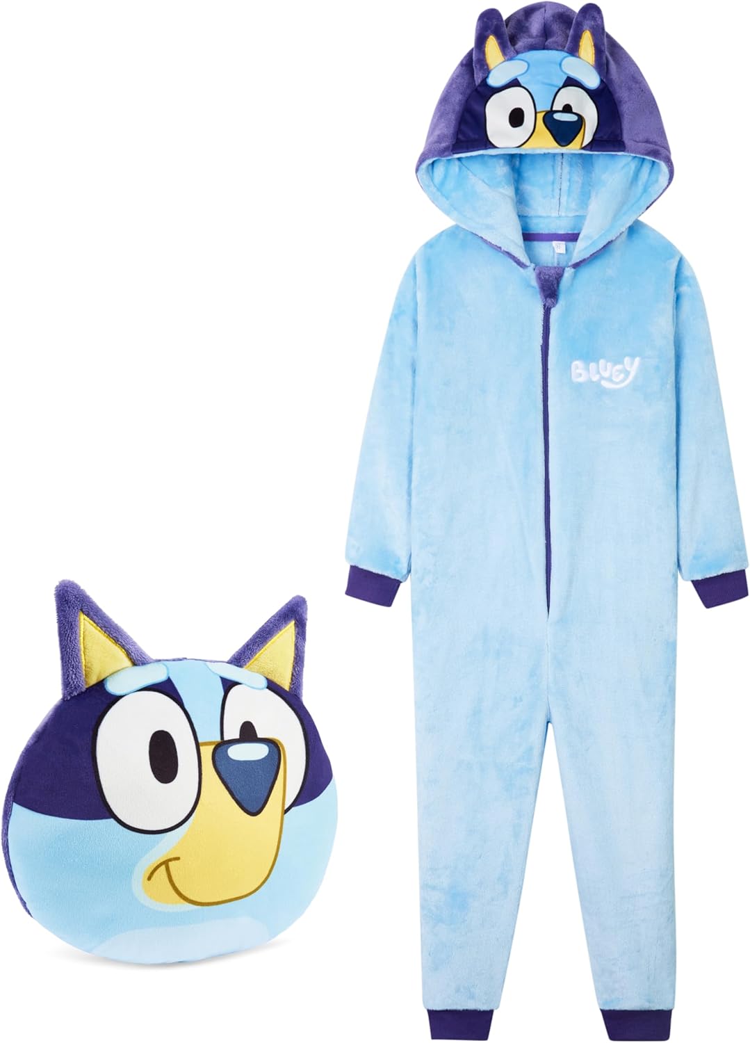 Bluey Fleece Jumpsuit for Boys - Cozy Hooded Pajamas Gift