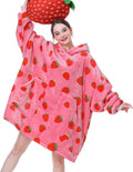 Strawberry Blanket Hoodie Oversized Sherpa Wearable Blanket - Cozy