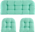 Wicker Chair Cushions 3-Piece Waterproof Tufted Set - Aqua Blue