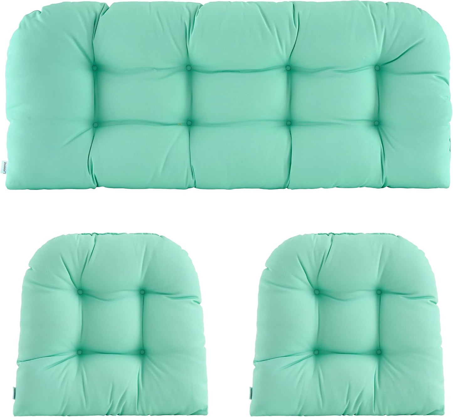 Wicker Chair Cushions Set of 3 Waterproof Tufted Outdoor Comfort