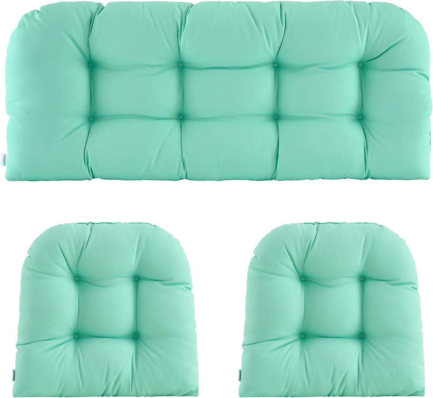 Wicker Chair Cushions Set of 3 Waterproof Tufted Outdoor Comfort
