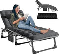 Folding Outside Chaise Lounge Chair with Mattress - 5-Position Comfort