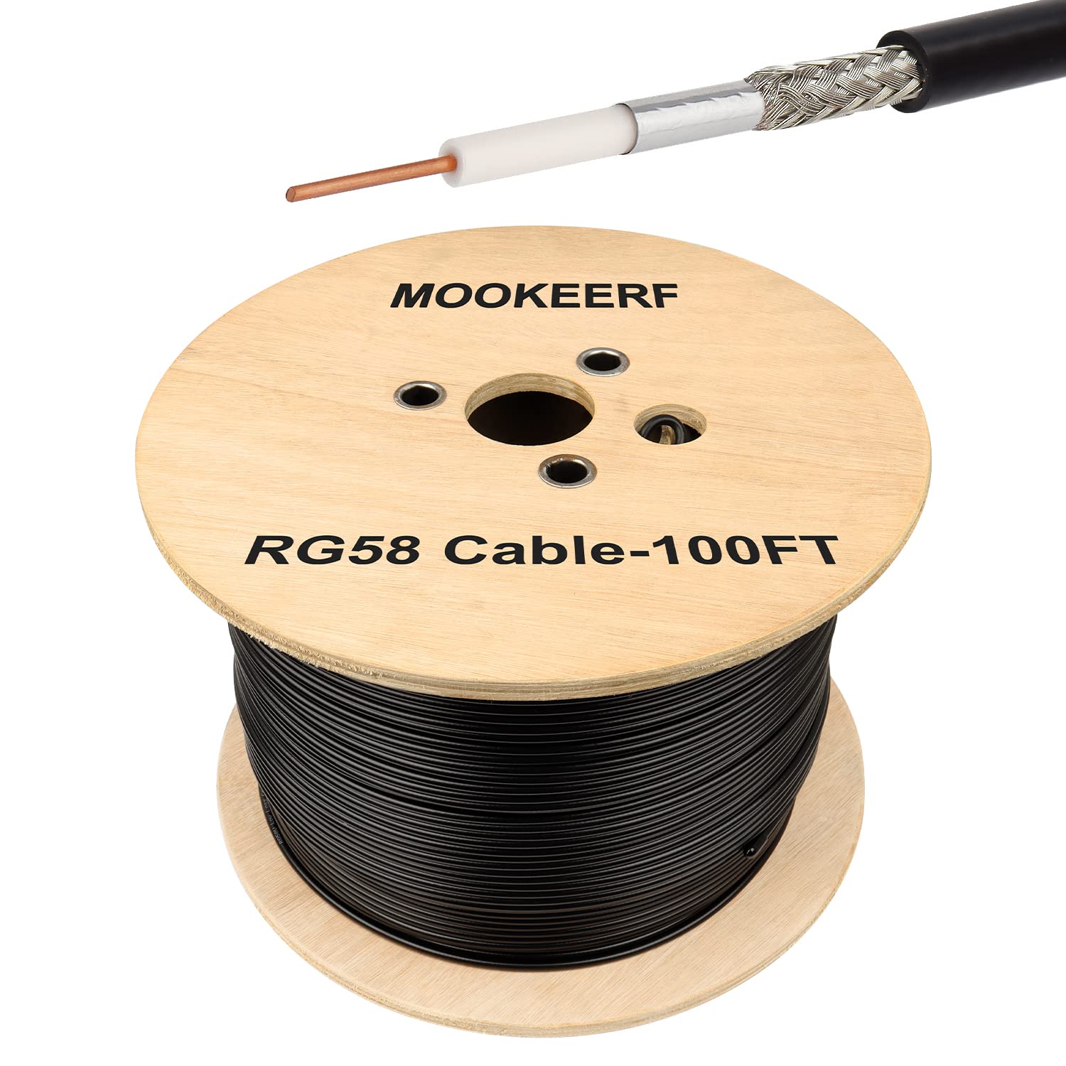 RG58 Coaxial Cable 100ft Low Loss 50 Ohm for WiFi Signal Boosting