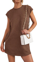 Women's Summer T Shirt Mini Dress with Pockets - Casual Cap Sleeve