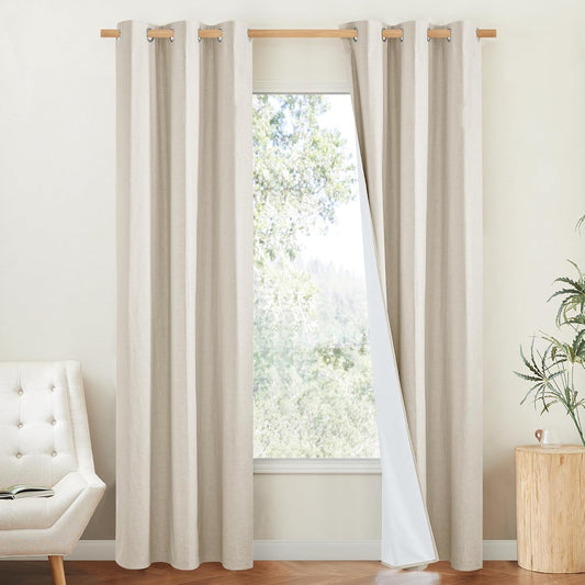 NICETOWN 100% Blackout Linen Texture Curtains for Any Room