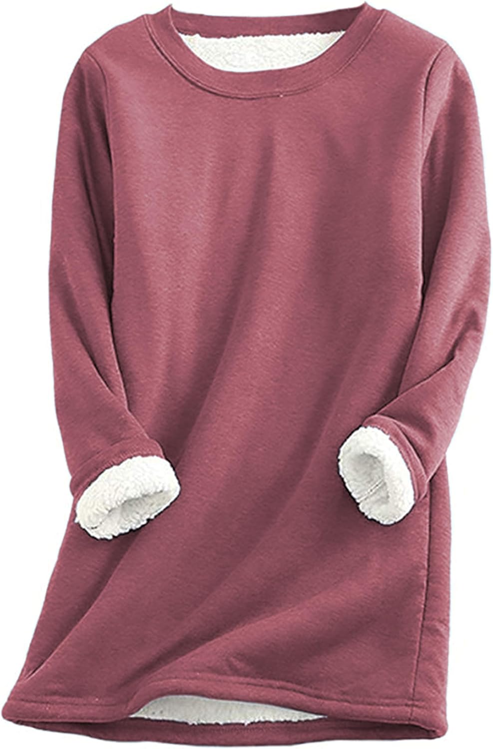 Yeokou Women Warm Sherpa Lined Fleece Crewneck Sweatshirt