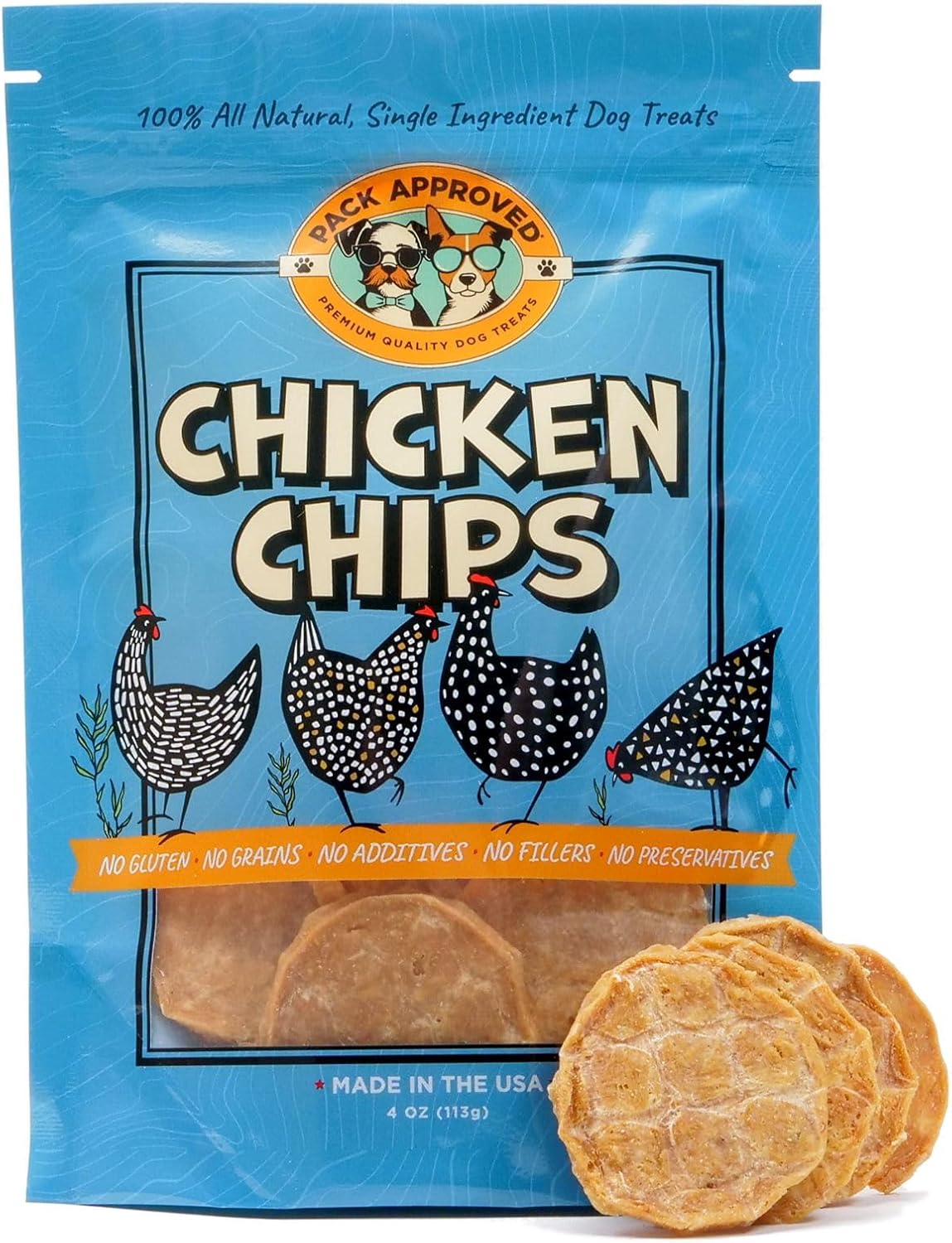 Crunchy Chicken Training Chips for Dogs - 100% Natural - 4oz Pack