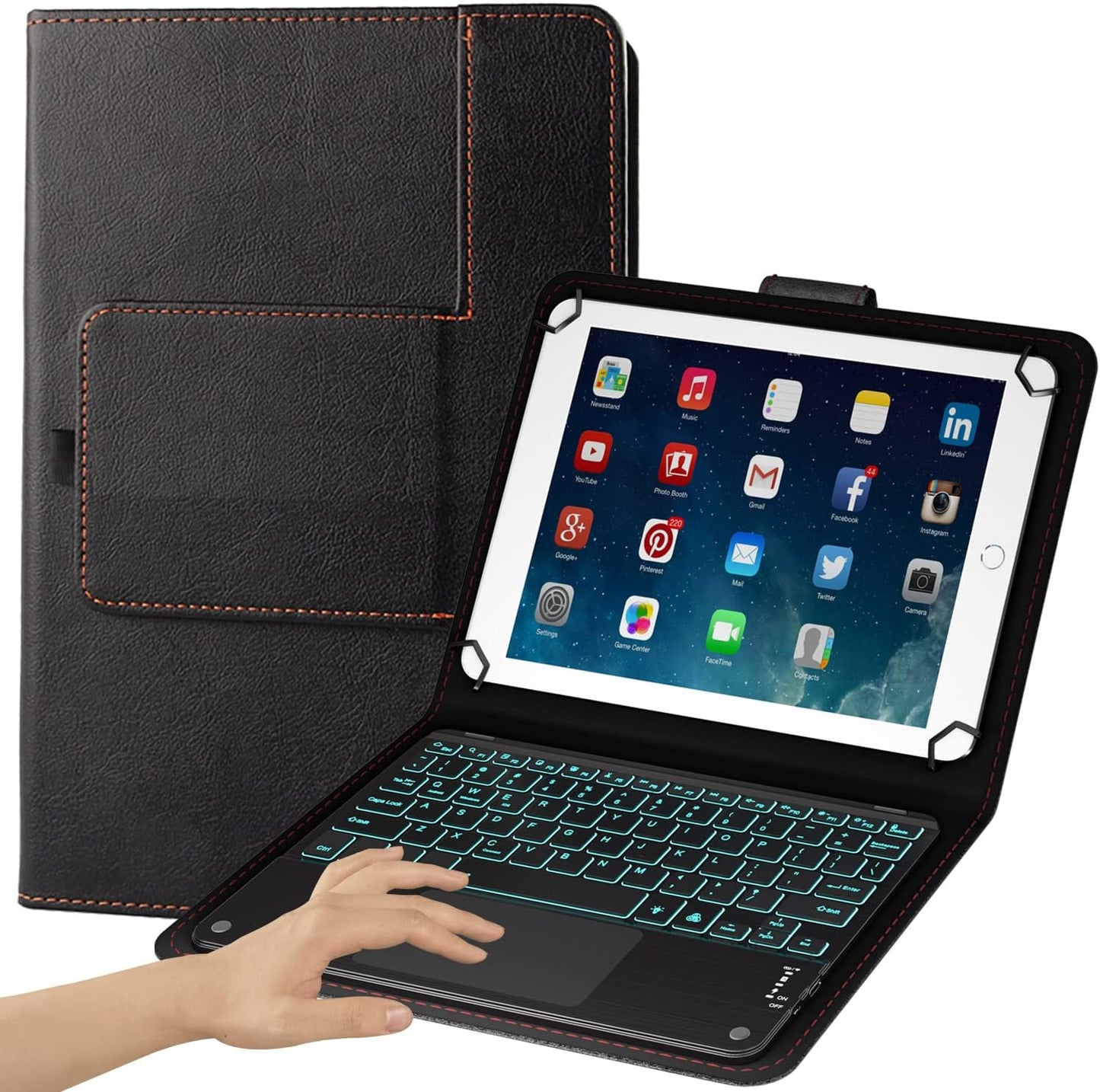 TouchPad Keyboard Case for 9 to 11 Inch Tablets with Backlit