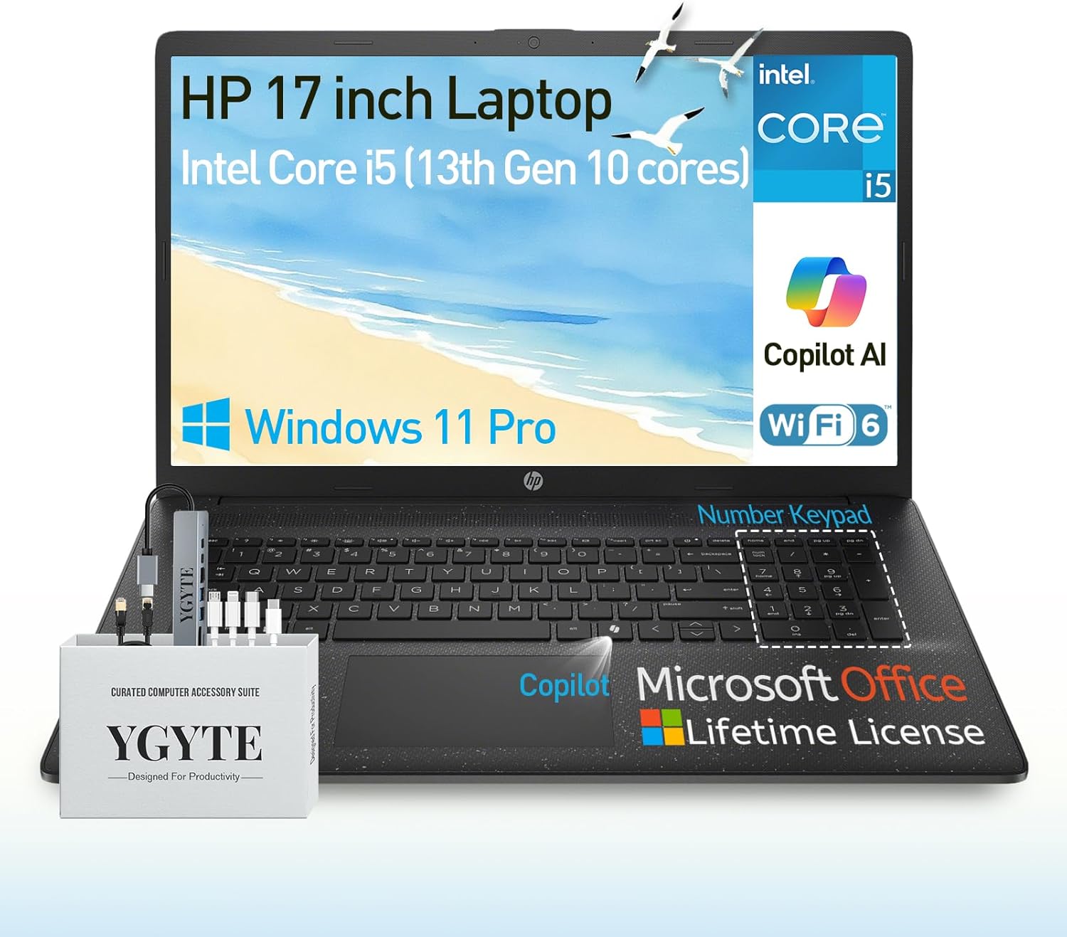 HP 17 Laptop Computer with 17.3in FHD Display and i5 Power