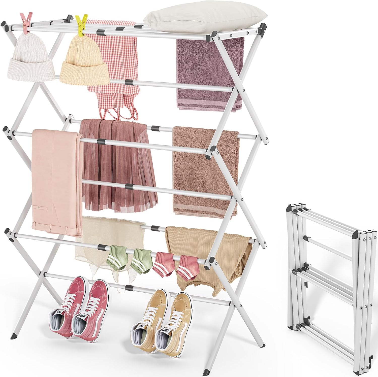 3-Tier Expandable Drying Rack, White
