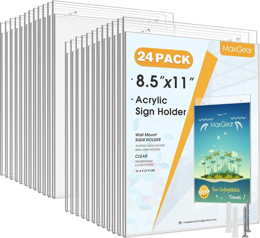 MaxGear Wall Mount Sign Holder 8.5 x 11 for Home and Office