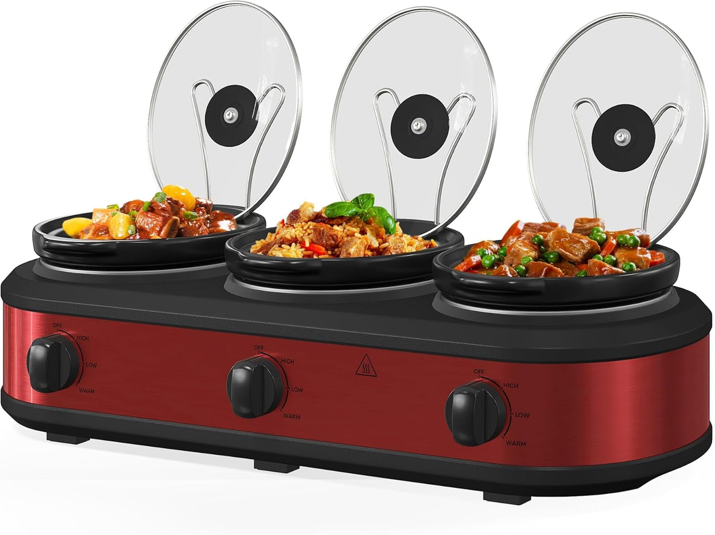 Triple Slow Cooker Buffet Server with Removable Ceramic Pots