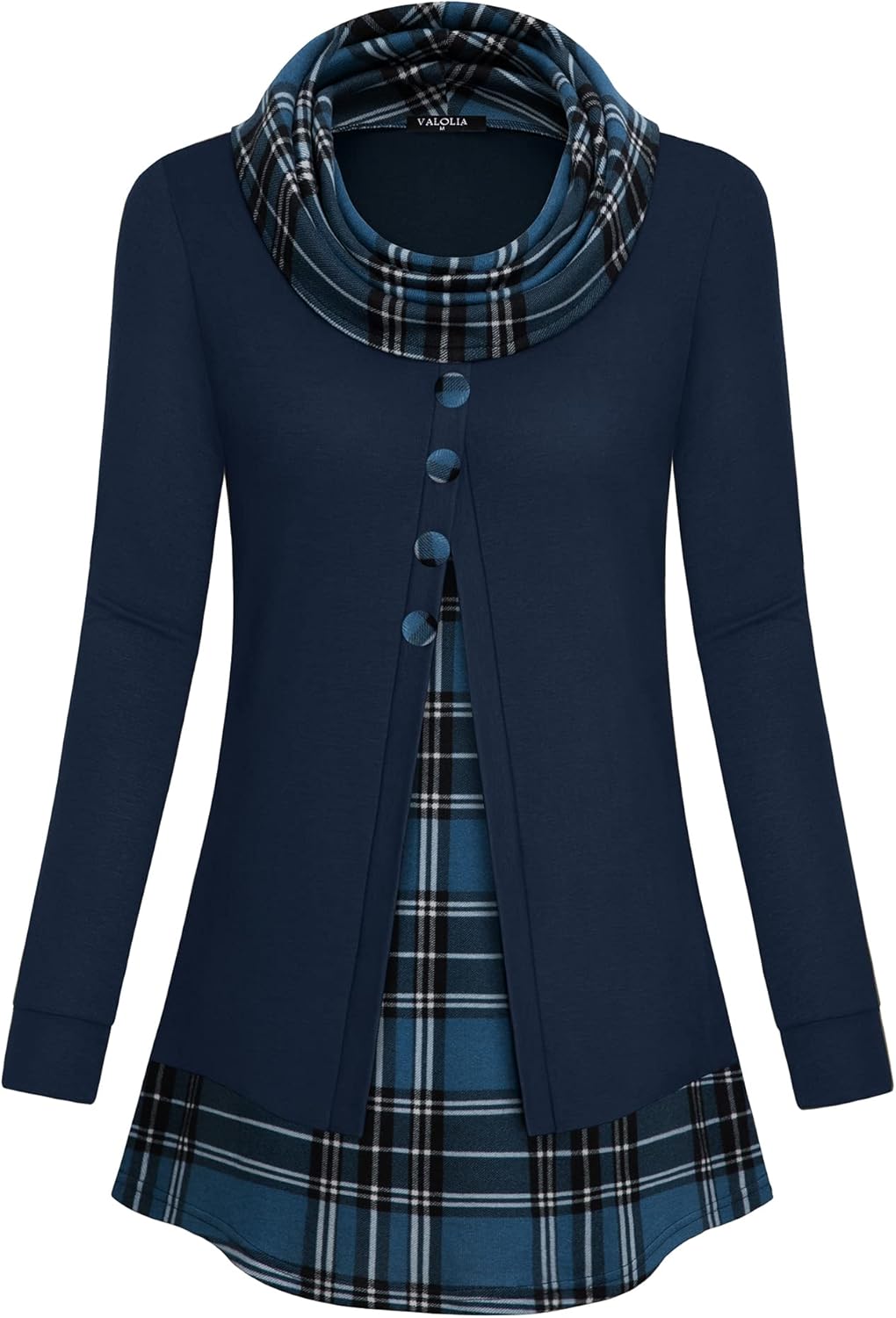 VALOLIA Womens Cowl Neck Long Sleeve Tunic Tops for Casual Style