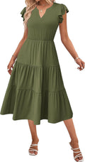 Women's Ruffle Sleeve Casual Dress with Practical Side Pockets