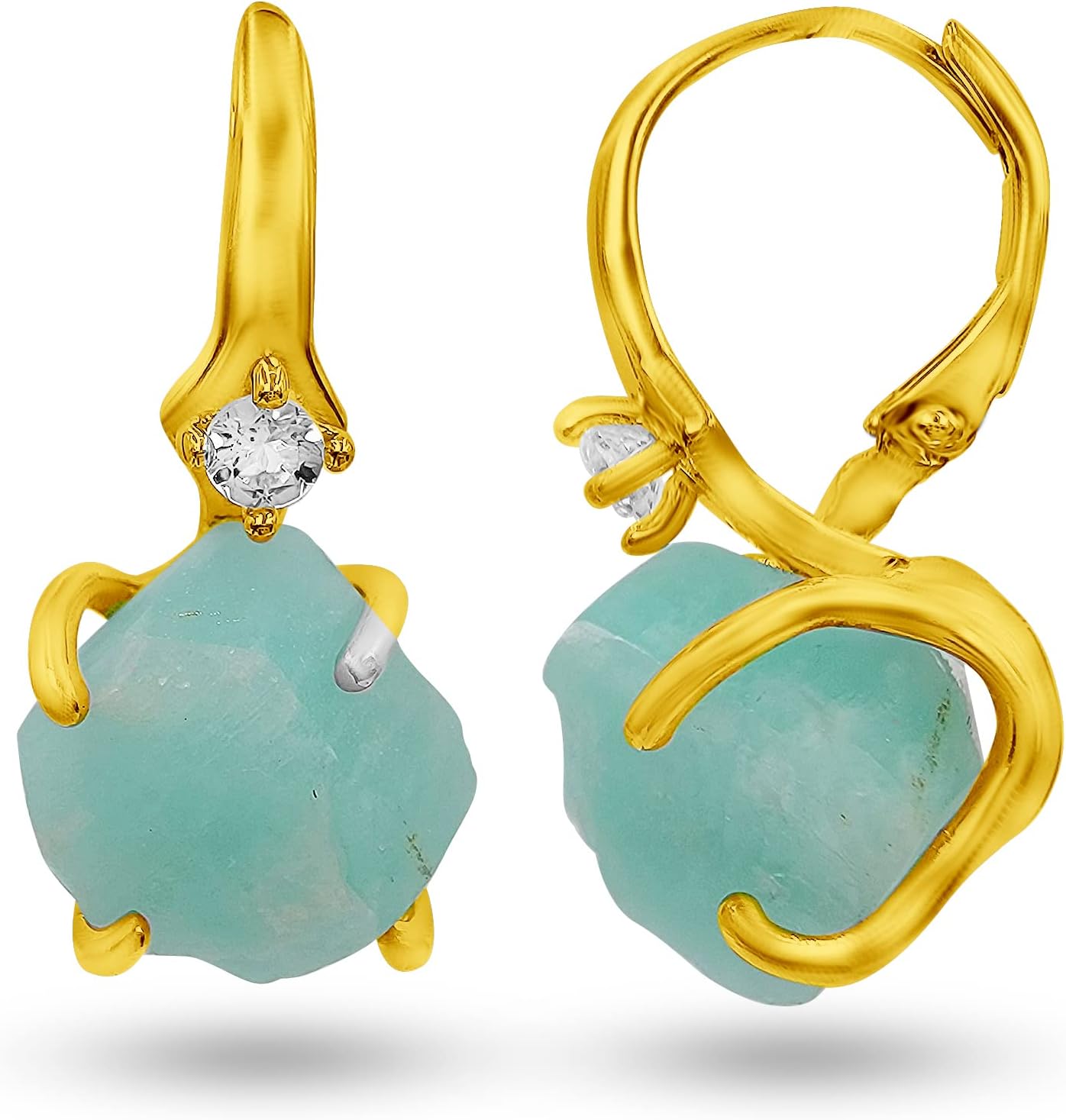 Real Raw Crystal Drop Earrings with Real Gold for Special Gifts
