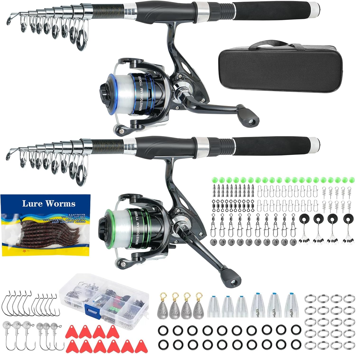 Fishing Pole Combo with 170PCS Lure Kit for Bass Fishing