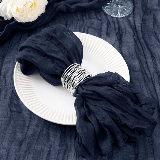 50 Pack Navy Blue Cheesecloth Napkins for Thanksgiving Events