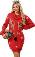 SunnyMelody Womens Christmas Ugly Sweater Dress for Winter Fun