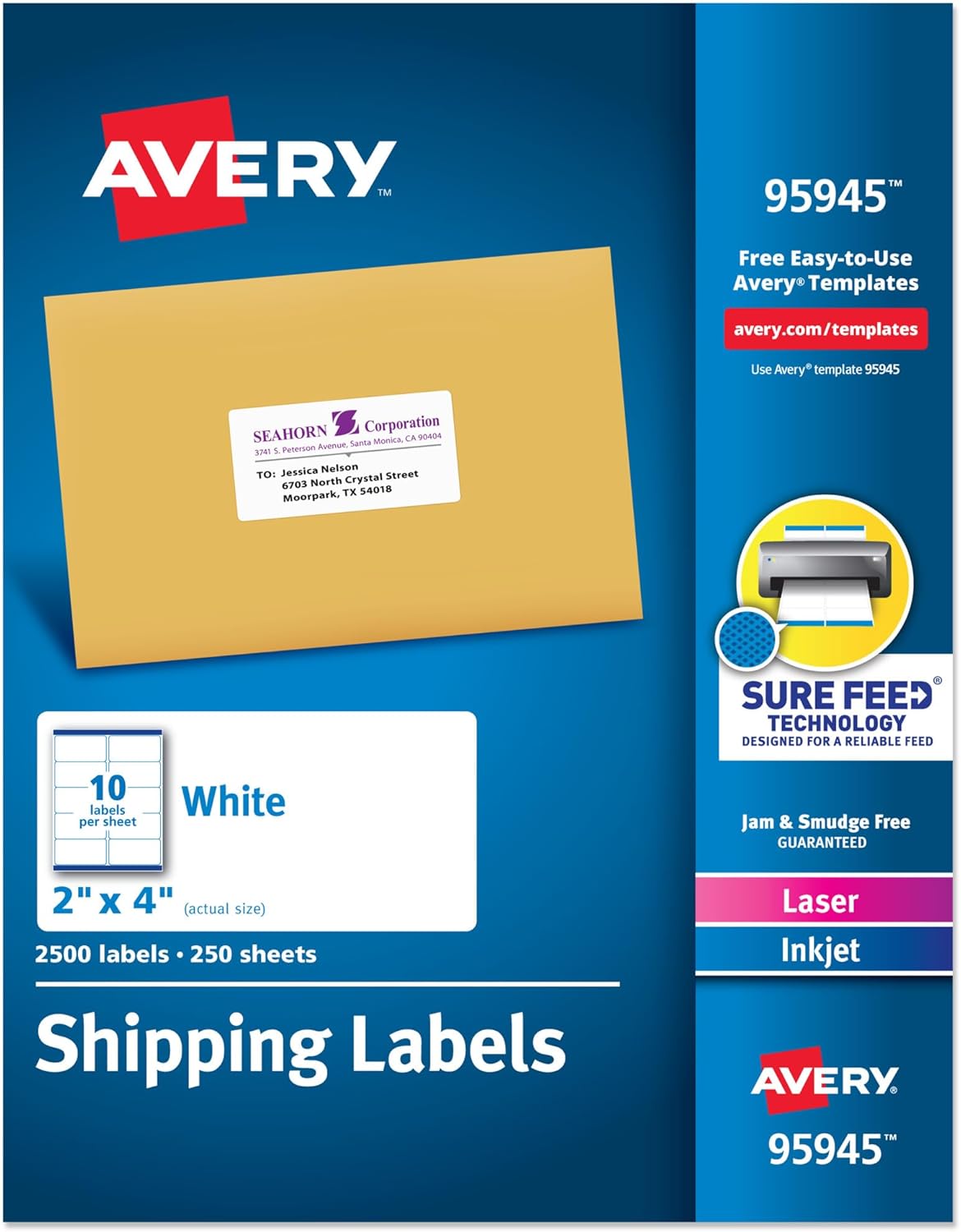 Avery Printable Shipping Labels with Sure Feed Technology