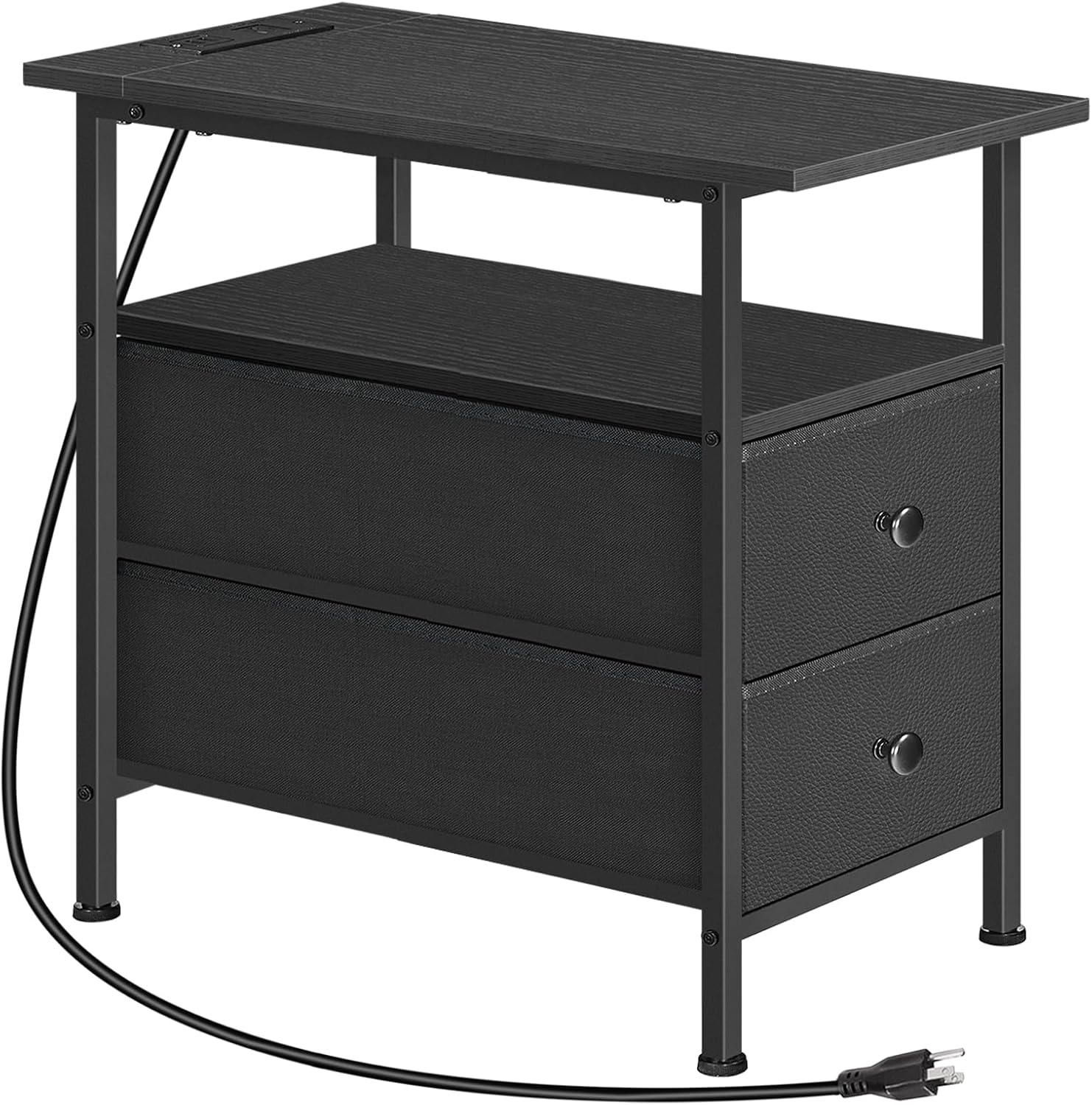 HOOBRO End Table with Charging Station for Small Spaces